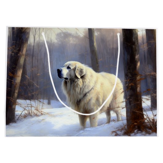 Grote Pyreneeën Laat het sneeuwen Kerstmis Groot Cadeauzakje (Achterkant)