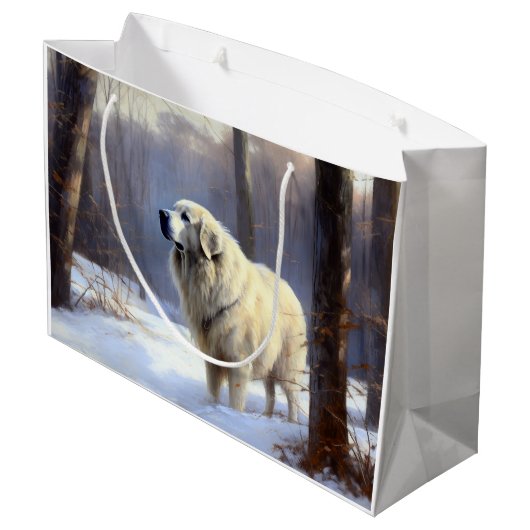 Grote Pyreneeën Laat het sneeuwen Kerstmis Groot Cadeauzakje (Achterkant Gekanteld)
