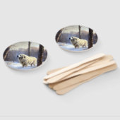 Grote Pyreneeën Laat het sneeuwen Kerstmis Handwaaier (Niet-gemonteerd)