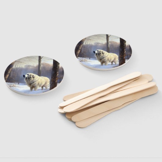 Grote Pyreneeën Laat het sneeuwen Kerstmis Handwaaier (Niet-gemonteerd)