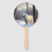 Grote Pyreneeën Laat het sneeuwen Kerstmis Handwaaier (Voorkant)