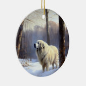 Grote Pyreneeën Laat het sneeuwen Kerstmis Keramisch Ornament (Rechts)