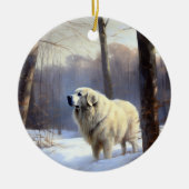 Grote Pyreneeën Laat het sneeuwen Kerstmis Keramisch Ornament (Voorkant)
