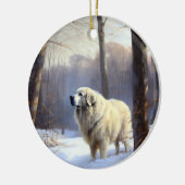 Grote Pyreneeën Laat het sneeuwen Kerstmis Keramisch Ornament (Links)