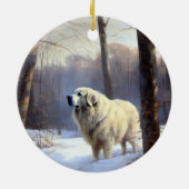 Grote Pyreneeën Laat het sneeuwen Kerstmis Keramisch Ornament (Achterkant)
