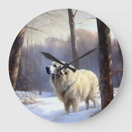 Grote Pyreneeën Laat het sneeuwen Kerstmis Klok (Voorkant)