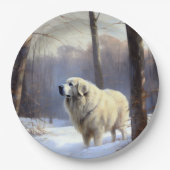 Grote Pyreneeën Laat het sneeuwen Kerstmis Papieren Bordje (Voorkant)