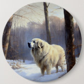 Grote Pyreneeën Laat het sneeuwen Kerstmis Ronde Button 6,0 Cm (Voorkant)