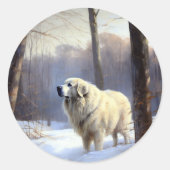 Grote Pyreneeën Laat het Sneeuwen Kerstmis Ronde Sticker (Voorkant)