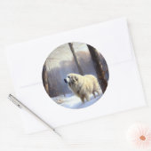 Grote Pyreneeën Laat het Sneeuwen Kerstmis Ronde Sticker (Envelop)