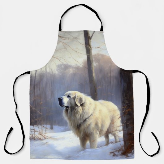 Grote Pyreneeën Laat het sneeuwen Kerstmis Schort (Voorkant)