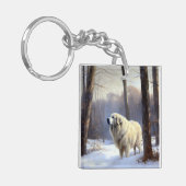 Grote Pyreneeën Laat het sneeuwen Kerstmis Sleutelhanger (Voorkant Links)