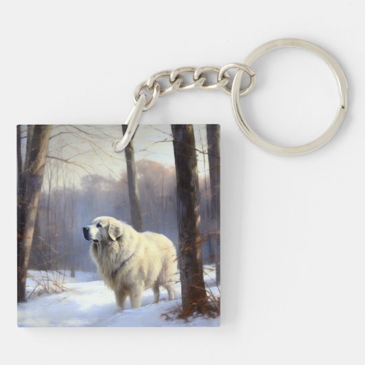 Grote Pyreneeën Laat het sneeuwen Kerstmis Sleutelhanger (Achterkant)