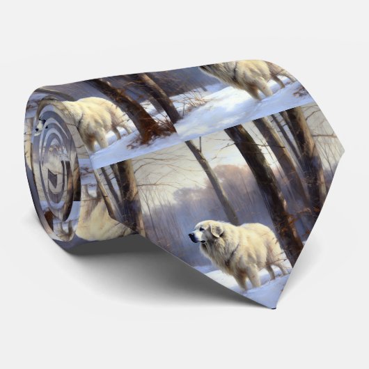Grote Pyreneeën Laat het sneeuwen Kerstmis Stropdas (Opgerold)