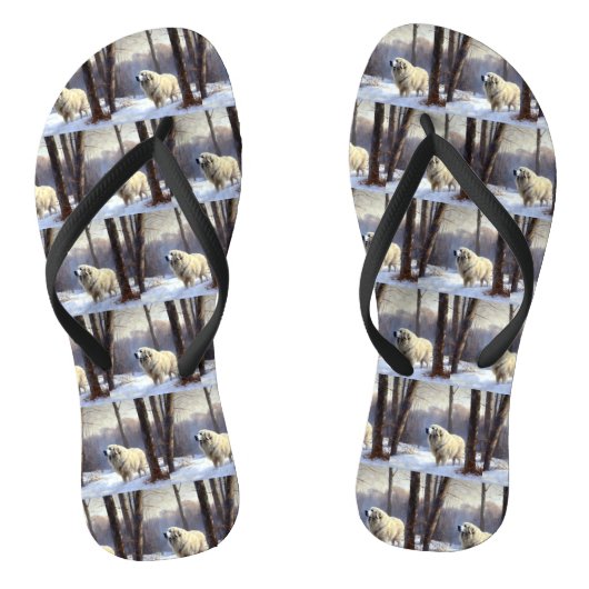 Grote Pyreneeën Laat het sneeuwen Kerstmis Teenslippers (Voetbed)