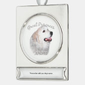 Grote Pyreneeën Mam 2 Verzilverd Banner Ornament (Links)