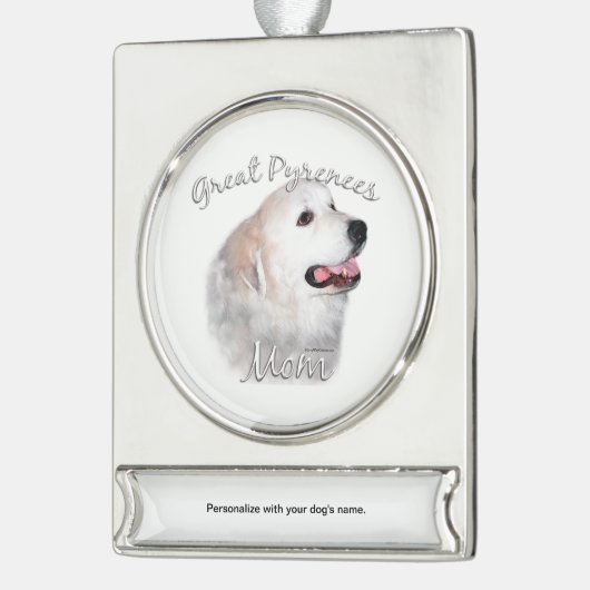 Grote Pyreneeën Mam 2 Verzilverd Banner Ornament (Links)