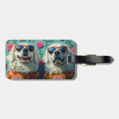 Grote Pyreneeën met hart Rozen Valentijnsdag Bagagelabel (Achterkant horizontaal)