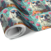 Grote Pyreneeën met hart Rozen Valentijnsdag Cadeaupapier (Rol Hoek)