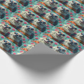 Grote Pyreneeën met hart Rozen Valentijnsdag Cadeaupapier (Hoek)