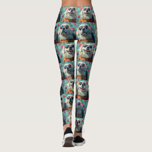 Grote Pyreneeën met hart Rozen Valentijnsdag Leggings (Achterkant)