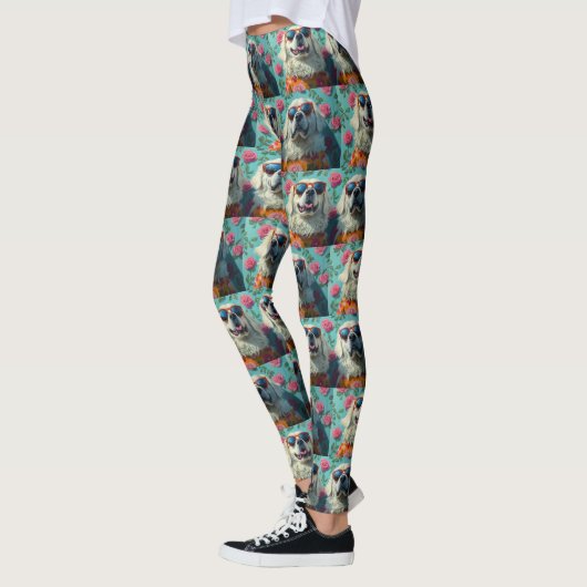 Grote Pyreneeën met hart Rozen Valentijnsdag Leggings (Links)