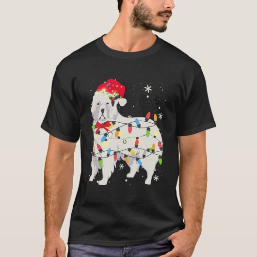 Grote Pyreneeën met kerstlicht en mam pap i T-shirt (Voorkant)