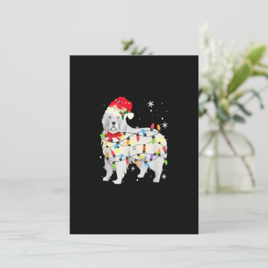 Grote Pyreneeën met kerstlicht en mam pap Kaart (Staand voorkant)