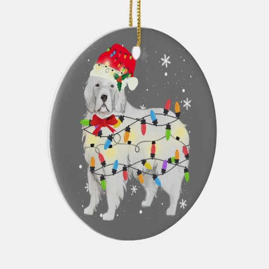 Grote Pyreneeën met kerstlicht en mam pap Keramisch Ornament (Rechts)