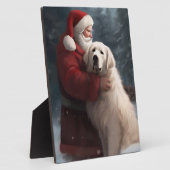 Grote Pyreneeën met Kerstman Festieve Kerstmis Fotoplaat (Zijkant)