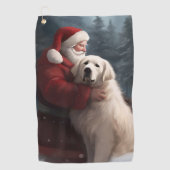 Grote Pyreneeën met Kerstman Festieve Kerstmis Golfhanddoek (Voorkant)