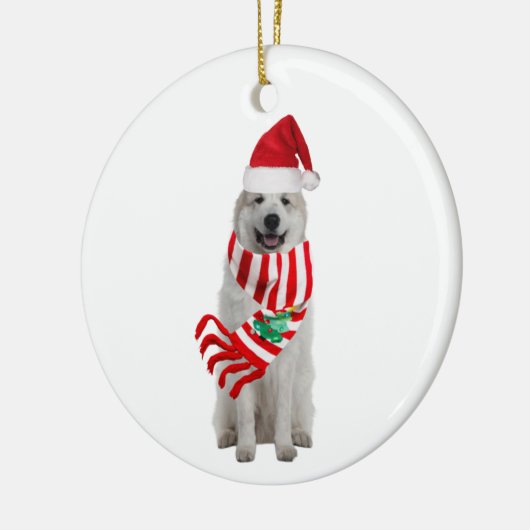 Grote Pyreneeën met kerstmis met Pet Keramisch Ornament (Links)