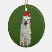 Grote Pyreneeën met kerstscafts Santa Keramisch Ornament (Links)