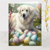 Grote Pyreneeën met paaseieren Kaart (Gele Bloem)