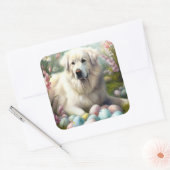 Grote Pyreneeën met paaseieren Vierkante Sticker (Envelop)