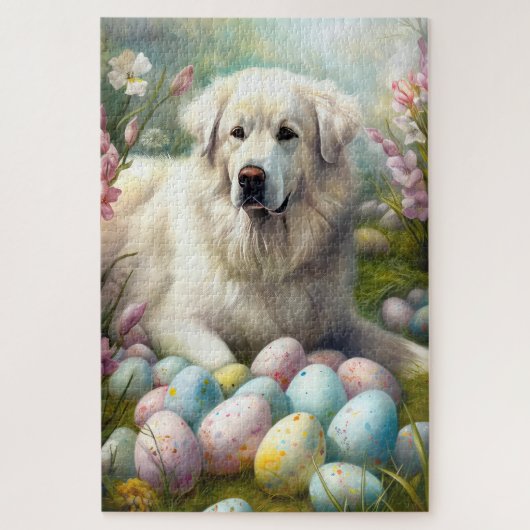 Grote Pyreneeën met Pasen Eieren Legpuzzel (Verticaal)
