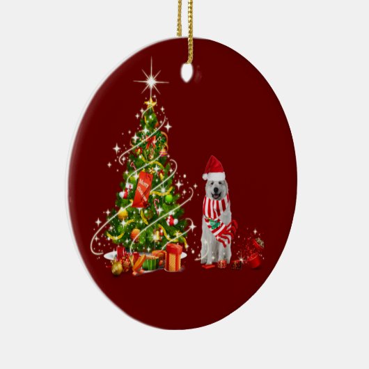 grote pyreneeën met Pet schacht kerst Keramisch Ornament (Rechts)