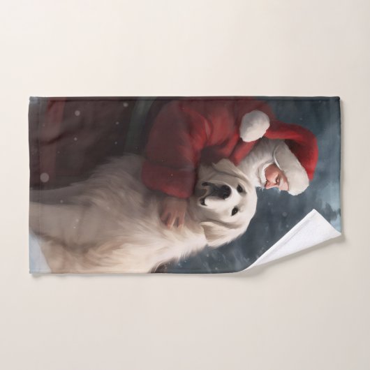 Grote Pyreneeën met Sinterklaas Feestelijke Kerstm Bad Handdoek (Handdoek)