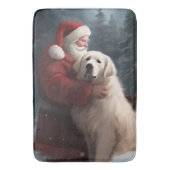 Grote Pyreneeën met Sinterklaas Feestelijke Kerstm Badmat (Voorkant Verticaal)