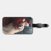 Grote Pyreneeën met Sinterklaas Feestelijke Kerstm Bagagelabel (Achterkant horizontaal)