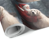 Grote Pyreneeën met Sinterklaas Feestelijke Kerstm Cadeaupapier (Rol Hoek)