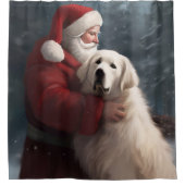 Grote Pyreneeën met Sinterklaas Feestelijke Kerstm Douchegordijn (Voorkant)