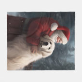 Grote Pyreneeën met Sinterklaas Feestelijke Kerstm Fleece Deken (Voorkant (Horizontaal))