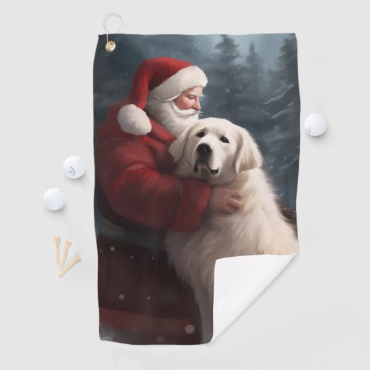 Grote Pyreneeën met Sinterklaas Feestelijke Kerstm Golfhanddoek (Insitu)