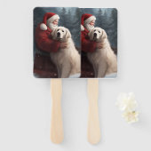 Grote Pyreneeën met Sinterklaas Feestelijke Kerstm Handwaaier (Voorkant en achterkant)