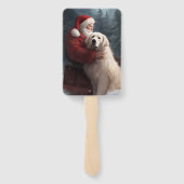 Grote Pyreneeën met Sinterklaas Feestelijke Kerstm Handwaaier (Achterkant)