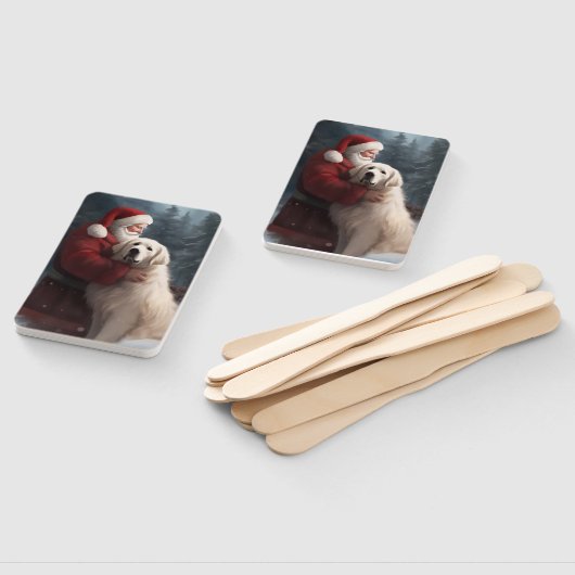 Grote Pyreneeën met Sinterklaas Feestelijke Kerstm Handwaaier (Niet-gemonteerd)