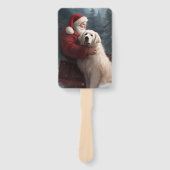 Grote Pyreneeën met Sinterklaas Feestelijke Kerstm Handwaaier (Voorkant)