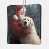 Grote Pyreneeën met Sinterklaas Feestelijke Kerstm Keramisch Ornament (Links)