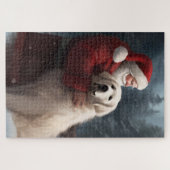 Grote Pyreneeën met Sinterklaas Feestelijke Kerstm Legpuzzel (Horizontaal)